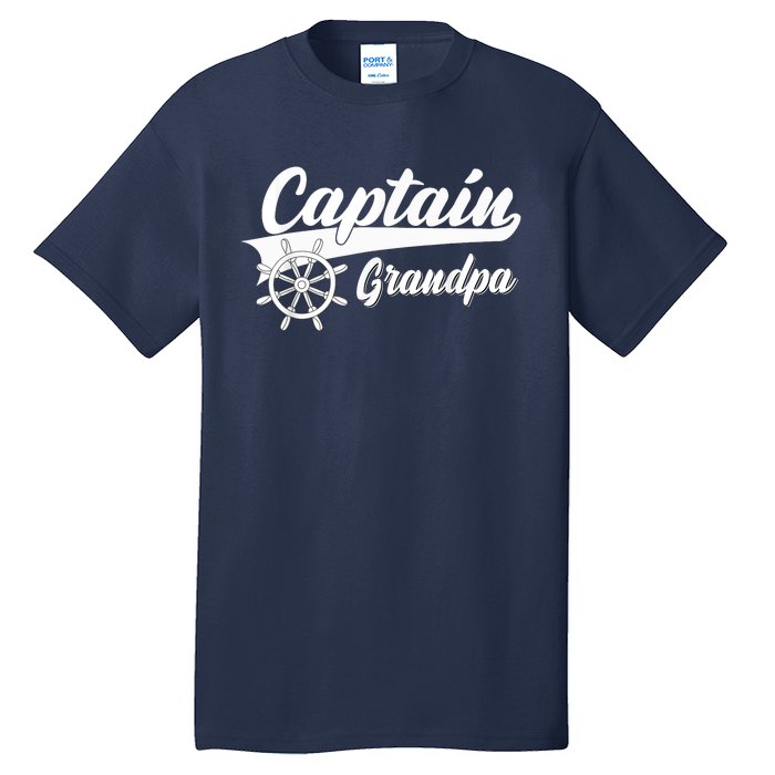 Captain Grandpa Boating Anchors & Wheel | Boat Captain Tall T-Shirt