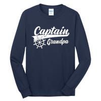 Captain Grandpa Boating Anchors & Wheel | Boat Captain Tall Long Sleeve T-Shirt