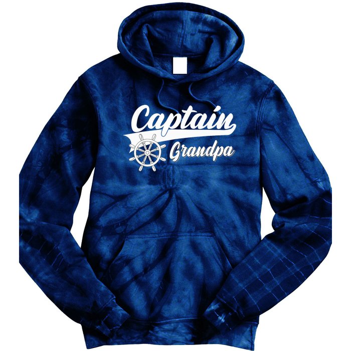 Captain Grandpa Boating Anchors & Wheel | Boat Captain Tie Dye Hoodie