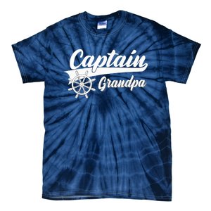 Captain Grandpa Boating Anchors & Wheel | Boat Captain Tie-Dye T-Shirt