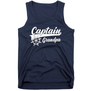 Captain Grandpa Boating Anchors & Wheel | Boat Captain Tank Top