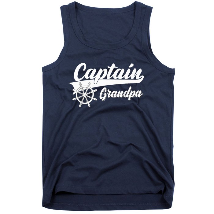 Captain Grandpa Boating Anchors & Wheel | Boat Captain Tank Top