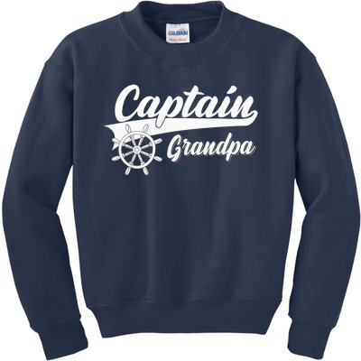 Captain Grandpa Boating Anchors & Wheel | Boat Captain Kids Sweatshirt