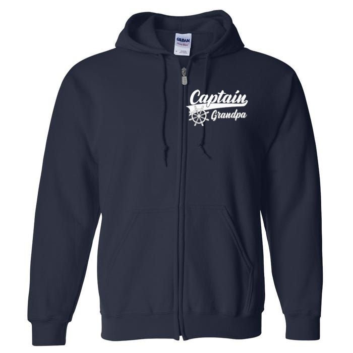 Captain Grandpa Boating Anchors & Wheel | Boat Captain Full Zip Hoodie