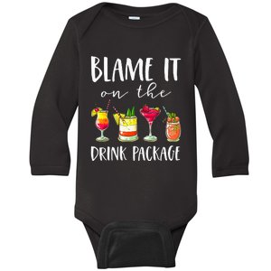 Cruise Gifts Blame It On The Drink Package Baby Long Sleeve Bodysuit