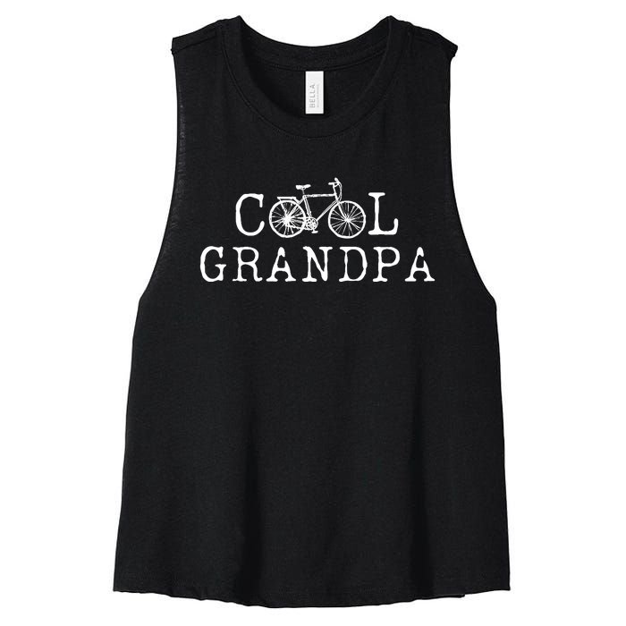 Cool Grandpa Bicycle Grandpa Cycling Grandpa Bike Women's Racerback Cropped Tank