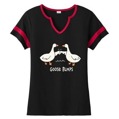 Cute Goose Bumps Funny Animal Pun Lover Ladies Halftime Notch Neck Tee