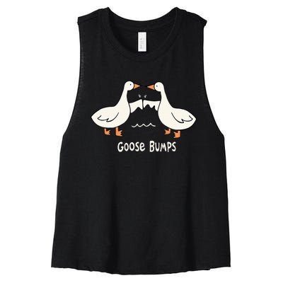 Cute Goose Bumps Funny Animal Pun Lover Women's Racerback Cropped Tank