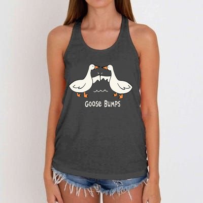 Cute Goose Bumps Funny Animal Pun Lover Women's Knotted Racerback Tank