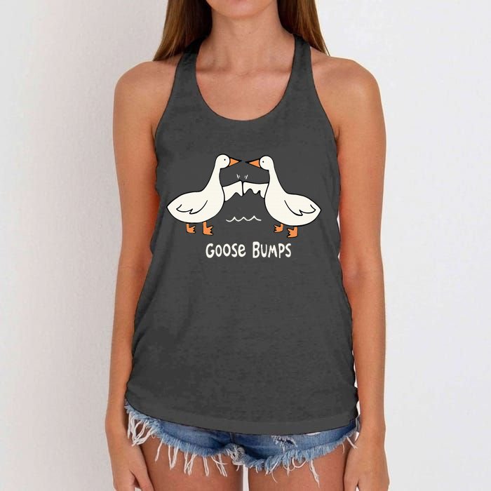 Cute Goose Bumps Funny Animal Pun Lover Women's Knotted Racerback Tank