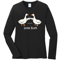 Cute Goose Bumps Funny Animal Pun Lover Ladies Long Sleeve Shirt