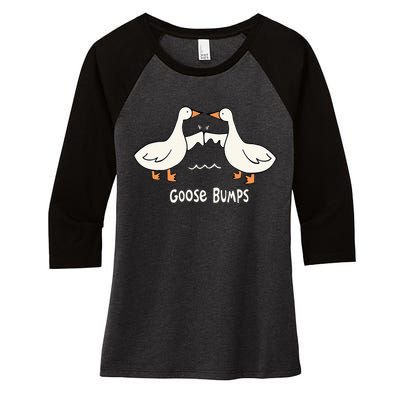 Cute Goose Bumps Funny Animal Pun Lover Women's Tri-Blend 3/4-Sleeve Raglan Shirt