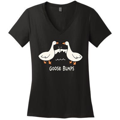 Cute Goose Bumps Funny Animal Pun Lover Women's V-Neck T-Shirt