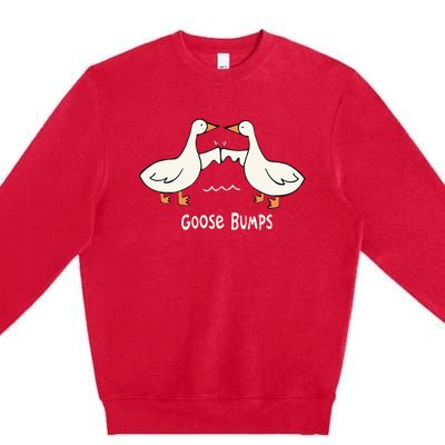 Cute Goose Bumps Funny Animal Pun Lover Premium Crewneck Sweatshirt