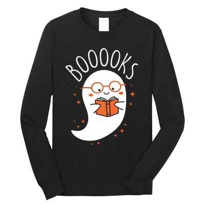 Cute Ghost Book Reading Halloween Teacher Top Long Sleeve Long Sleeve Shirt