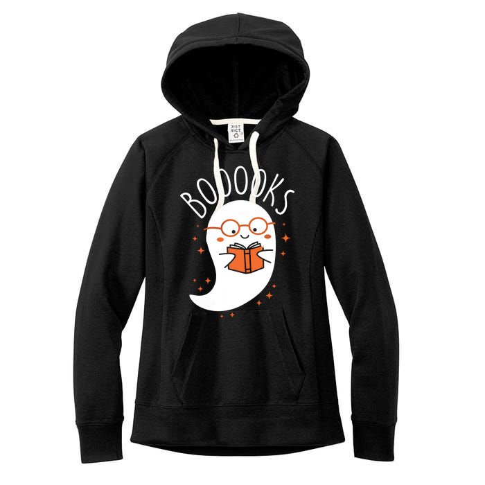 Cute Ghost Book Reading Halloween Teacher Top Long Sleeve Women's Fleece Hoodie