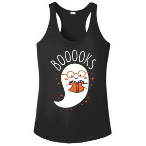 Cute Ghost Book Reading Halloween Teacher Top Long Sleeve Ladies PosiCharge Competitor Racerback Tank