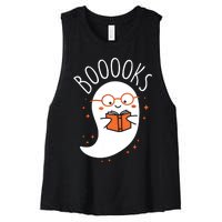 Cute Ghost Book Reading Halloween Teacher Top Long Sleeve Women's Racerback Cropped Tank