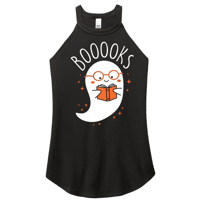 Cute Ghost Book Reading Halloween Teacher Top Long Sleeve Women's Perfect Tri Rocker Tank