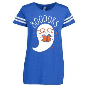 Cute Ghost Book Reading Halloween Teacher Top Long Sleeve Enza Ladies Jersey Football T-Shirt