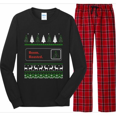 Cute Gift Boom Roasted Funny Office Party Ugly Christmas Long Sleeve Pajama Set