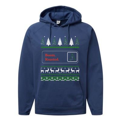 Cute Gift Boom Roasted Funny Office Party Ugly Christmas Performance Fleece Hoodie