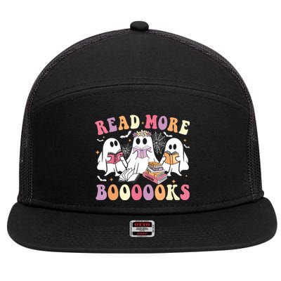 Cute Ghost Book Read More Books Funny Teachers Halloween 7 Panel Mesh Trucker Snapback Hat