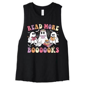 Cute Ghost Book Read More Books Funny Teachers Halloween Women's Racerback Cropped Tank