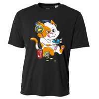 Cat Gaming Cat Lover Kawaii Video Games Gamer Cooling Performance Crew T-Shirt