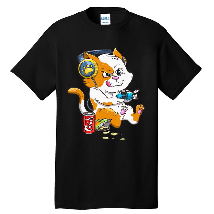 Cat Gaming Cat Lover Kawaii Video Games Gamer Tall T-Shirt