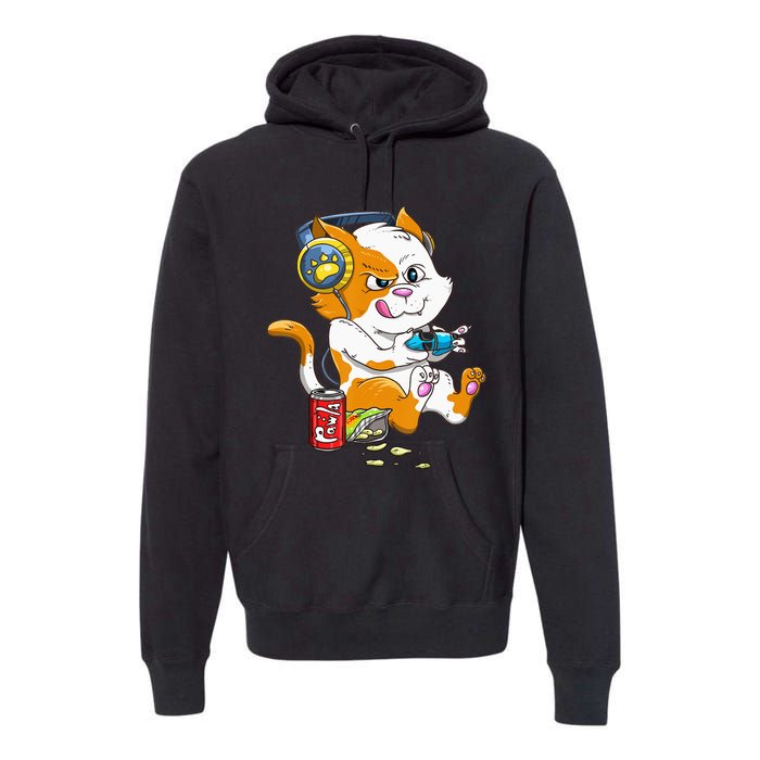 Cat Gaming Cat Lover Kawaii Video Games Gamer Premium Hoodie