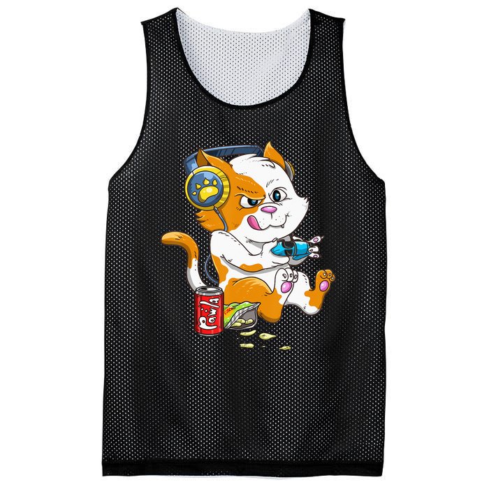 Cat Gaming Cat Lover Kawaii Video Games Gamer Mesh Reversible Basketball Jersey Tank