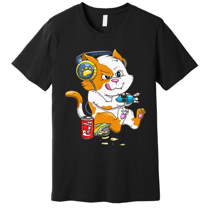 Cat Gaming Cat Lover Kawaii Video Games Gamer Premium T-Shirt