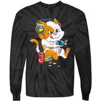 Cat Gaming Cat Lover Kawaii Video Games Gamer Tie-Dye Long Sleeve Shirt