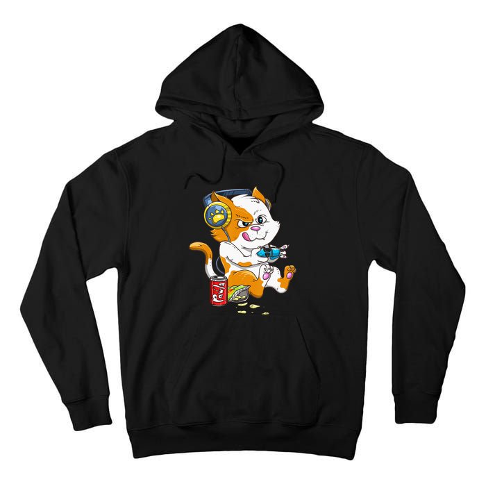 Cat Gaming Cat Lover Kawaii Video Games Gamer Tall Hoodie