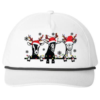 Cute Goats Christmas Lights Funny Farm Animal Christmas Snapback Five-Panel Rope Hat