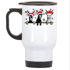 Cute Goats Christmas Lights Funny Farm Animal Christmas Stainless Steel Travel Mug