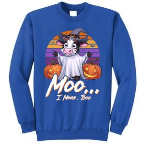 Cute Ghost Cow Moo I Mean Boo Halloween Funny Cow Lover Gift Tall Sweatshirt