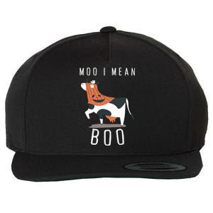 Cute Ghost Cow Moo I Mean Boo Halloween Funny Cow Lover Gift Wool Snapback Cap