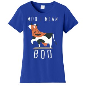 Cute Ghost Cow Moo I Mean Boo Halloween Funny Cow Lover Gift Women's T-Shirt