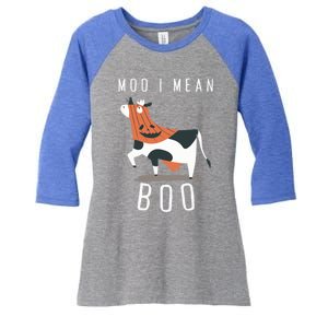 Cute Ghost Cow Moo I Mean Boo Halloween Funny Cow Lover Gift Women's Tri-Blend 3/4-Sleeve Raglan Shirt