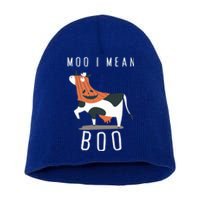 Cute Ghost Cow Moo I Mean Boo Halloween Funny Cow Lover Gift Short Acrylic Beanie