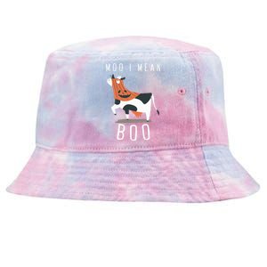 Cute Ghost Cow Moo I Mean Boo Halloween Funny Cow Lover Gift Tie-Dyed Bucket Hat