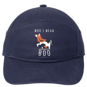 Cute Ghost Cow Moo I Mean Boo Halloween Funny Cow Lover Gift 7-Panel Snapback Hat