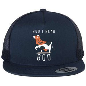 Cute Ghost Cow Moo I Mean Boo Halloween Funny Cow Lover Gift Flat Bill Trucker Hat