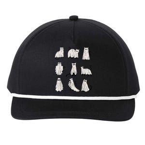 Cute Ghost Cat Funny Halloween Outfit Costumes Snapback Five-Panel Rope Hat