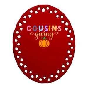 Cousins Giving Cute Pumpkin Cousin Crew Thanksgiving Family Gift Ceramic Oval Ornament