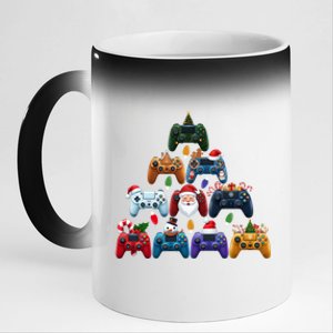 Christmas Gaming Controllers Xmas Tree Gamer Gift 11oz Black Color Changing Mug