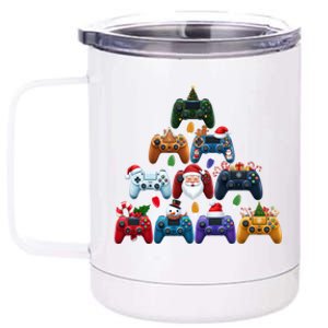 Christmas Gaming Controllers Xmas Tree Gamer Gift 12 oz Stainless Steel Tumbler Cup