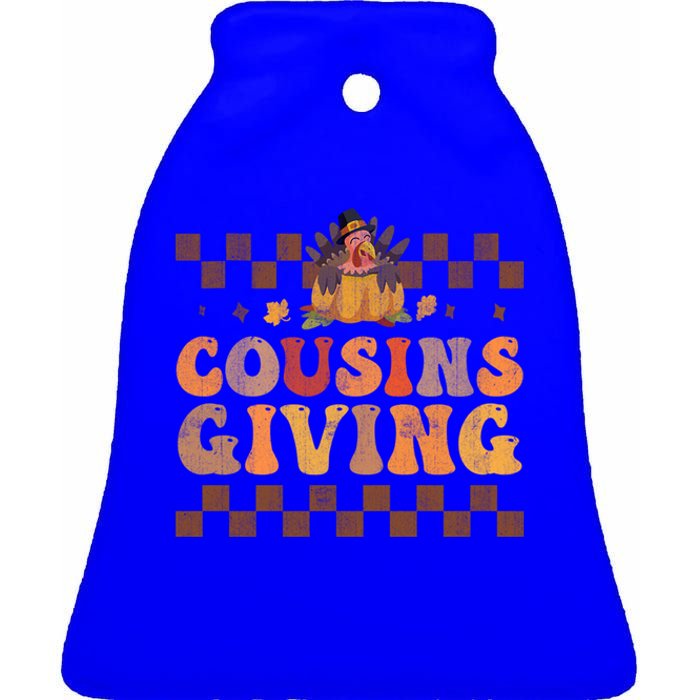 Cousins Giving Cute Turkey Cousin Crew Thanksgiving Family Gift Ceramic Bell Ornament